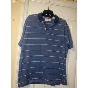 Sedgefield men’s blue strip polo shirt collared cotton blend short sleeve large